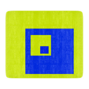 Tabla De Cortar Cuadrados amarillo y azul