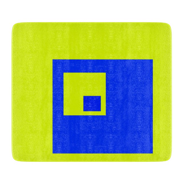 Tabla De Cortar Cuadrados amarillo y azul (Anverso)