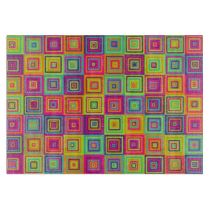 Tabla De Cortar Cuadrados geométricos coloridos