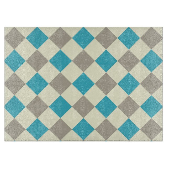 Tabla De Cortar Cuadros Azules y Grises (Anverso)