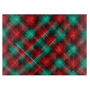 Tabla De Cortar Cuadros festivos rojos y verdes