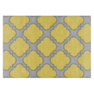 Tabla De Cortar Cuatrefoil amarillo y gris