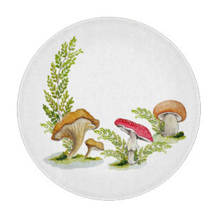 Tabla De Cortar Cubierta acuarela patrón hongo tarjeta de tazón de