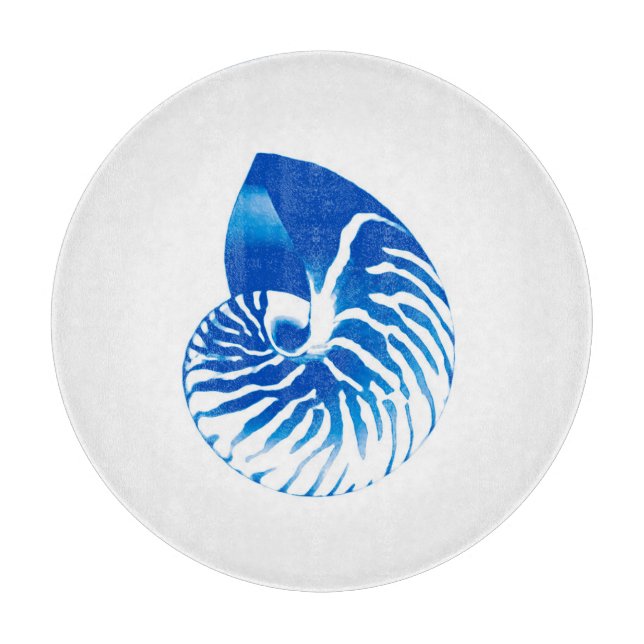 Tabla De Cortar Cubierta de Nautilus - azul cobalto y blanco (Anverso)