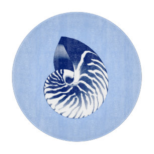 Tabla De Cortar Cubierta de Nautilus - marina, blanca y azul claro