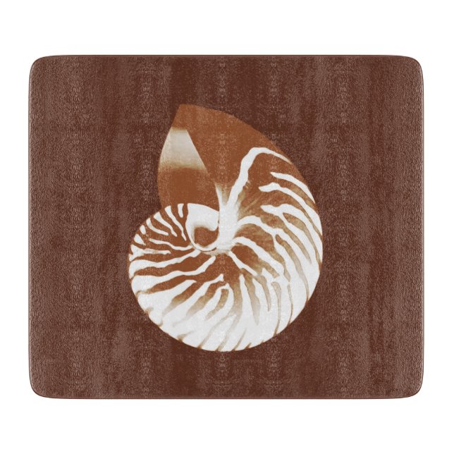 Tabla De Cortar Cubierta de nautilus - marrón y blanco de cacao (Anverso)