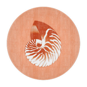 Tabla De Cortar Cubierta de Nautilus - terracota y blanco