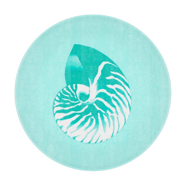 Tabla De Cortar Cubierta de Nautilus - turquesa, aqua y blanco (Anverso)