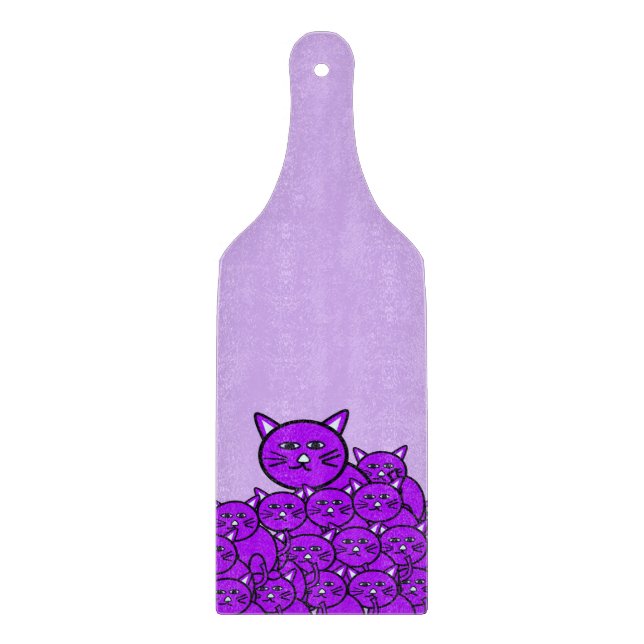Tabla De Cortar Cubierta de vidrio Cutting Board Cat Purple Meow (Anverso)