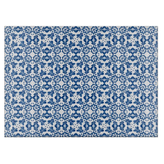 Tabla De Cortar Cubierta de vidrio Tile azul (Anverso)