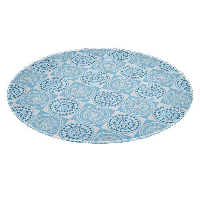 Tabla De Cortar Cubierta de vidrio Tile azul (Borde)