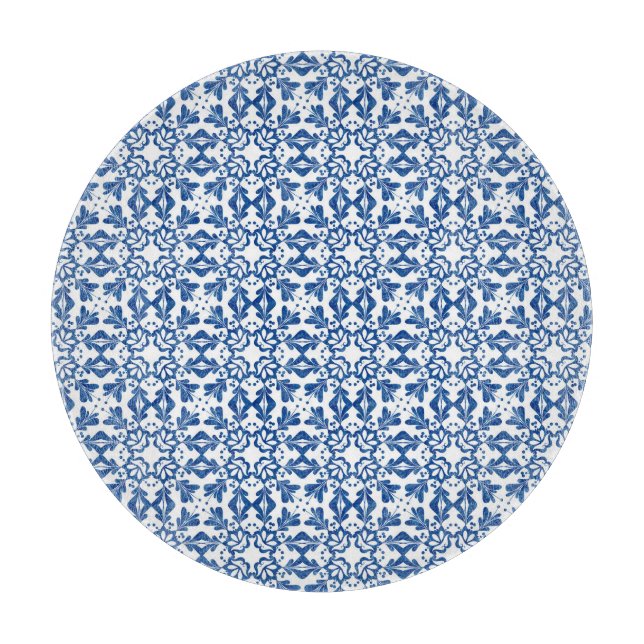 Tabla De Cortar Cubierta de vidrio Tile azul (Anverso)