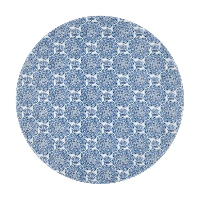 Tabla De Cortar Cubierta de vidrio Tile azul (Anverso)