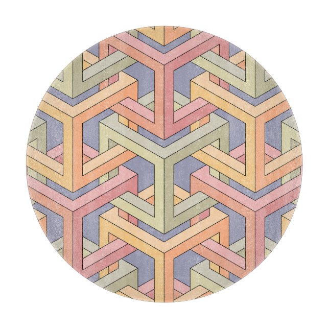 Tabla De Cortar Cubos 3D, Patrón De Ilusión Óptica. (Anverso)