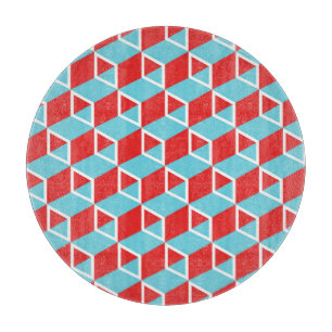 Tabla De Cortar Cubos isométricos: Fondo Vintage colorido.