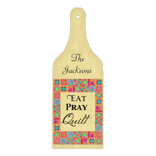 Tabla De Cortar Cuchillo Bloquea Borde Arte Comer Pray Quilt Amari
