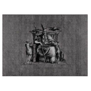 Tabla De Cortar Cuervos de Odín en su trono de piedra mitología vi
