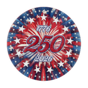 Tabla De Cortar Cumpleaños 250 de América 1776-2026 Fuegos Artific