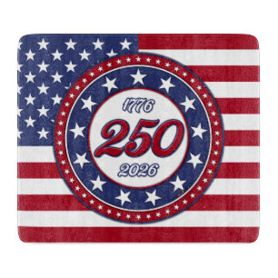 Tabla De Cortar Cumpleaños 250 de América con bandera de EE. UU.