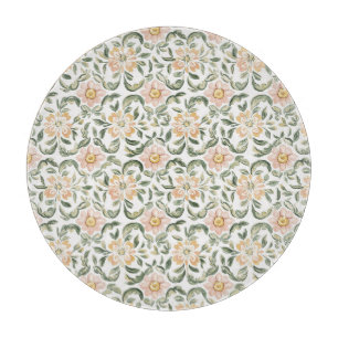 Tabla De Cortar Cumpleaños Floral de Hojas Verdes Rosa Rosado Prec