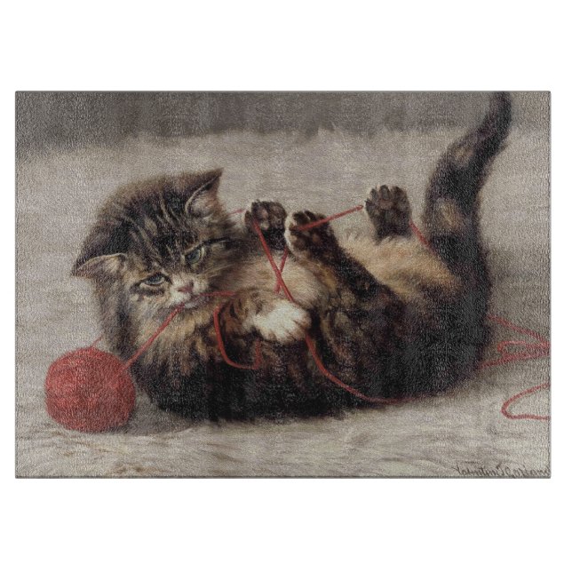 Tabla De Cortar Cuna de gato, bola de yarn de gato (Anverso)