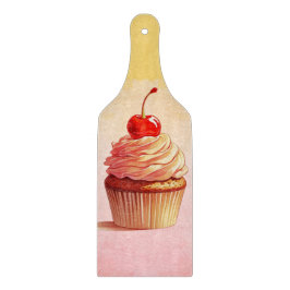 Tabla De Cortar Cupcake de cereza vintage amarillo rosa