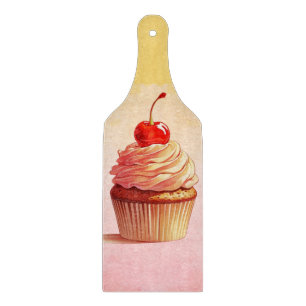 Tabla De Cortar Cupcake de cereza vintage amarillo rosa