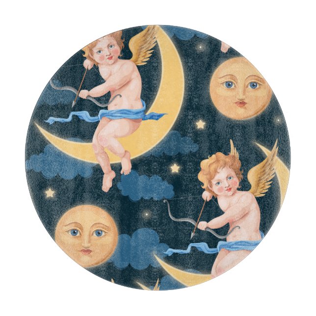 Tabla De Cortar Cupido de San Valentín, luna: patrón sin fisuras (Anverso)
