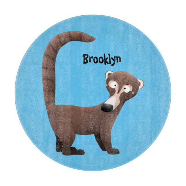 Tabla De Cortar Curioso ilustracion personalizado de coatimundi (Anverso)