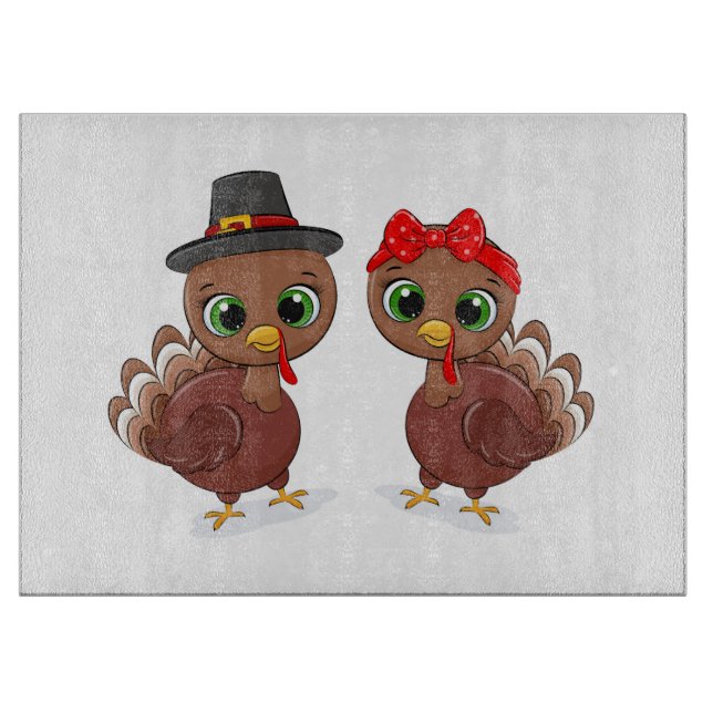 Tabla De Cortar Curiosos pavos (Anverso)