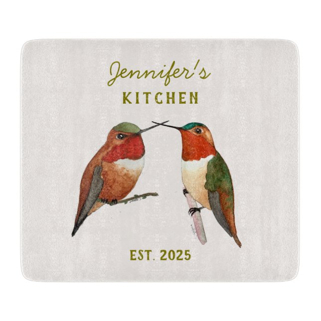 Tabla De Cortar Custom Allen's Hummingbirds  (Anverso)