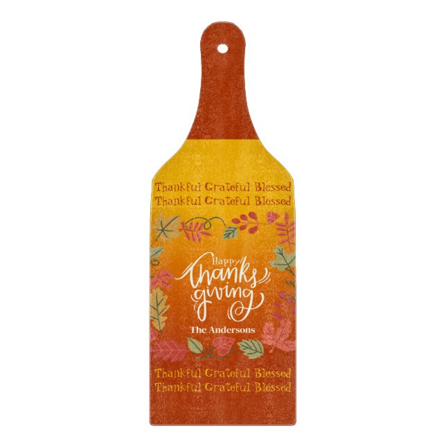 Tabla De Cortar Custom Family Name Thanksgiving (Anverso)