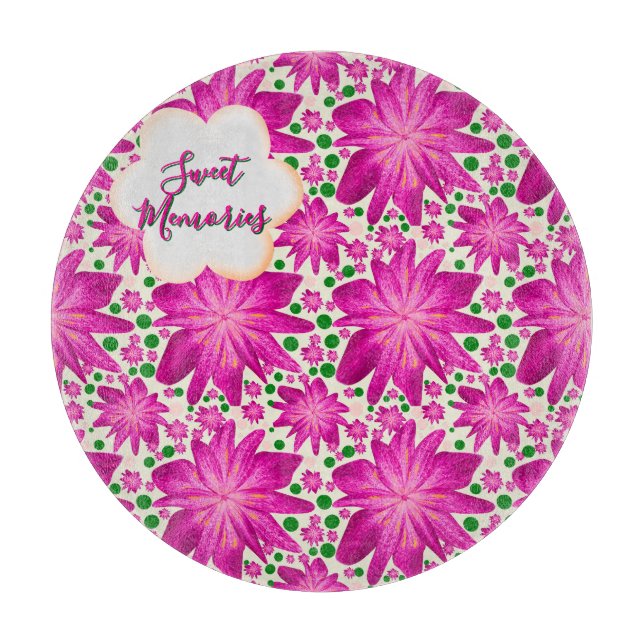 Tabla De Cortar Custom Hot Pink Floral Seamless Pattern  (Anverso)