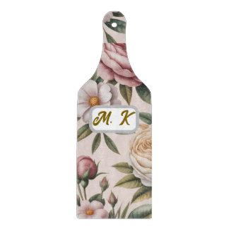 Tabla De Cortar Custom initials chic vintage roses cottagecore 