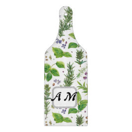 Tabla De Cortar  Custom initials Herbs seamless pattern 