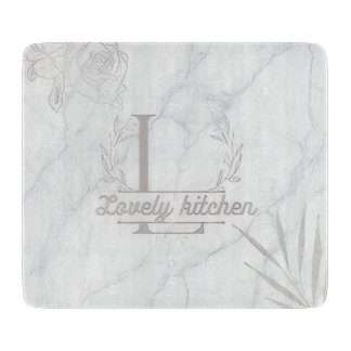 Tabla De Cortar Custom Letter White and Gray Marble Cutting Board