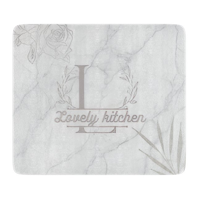 Tabla De Cortar Custom Letter White and Gray Marble Cutting Board (Anverso)