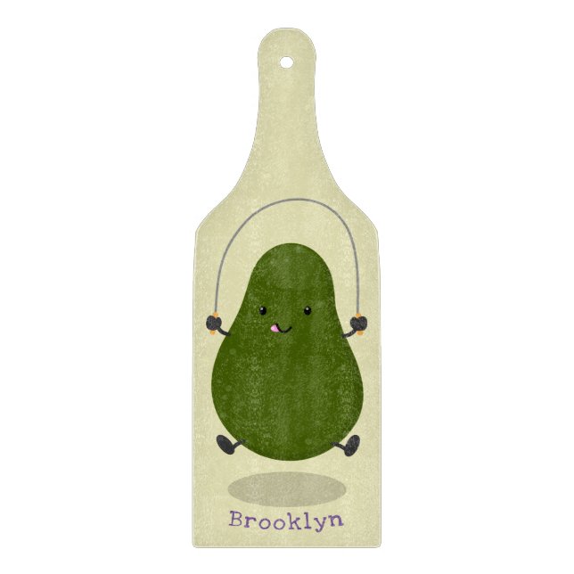 Tabla De Cortar Cute aguacate salto cuerda personalizado ilustraci (Anverso)