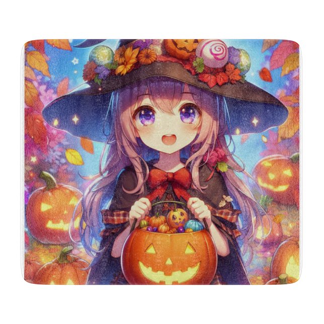 Tabla De Cortar Cute Anime Halloween Witch (Anverso)