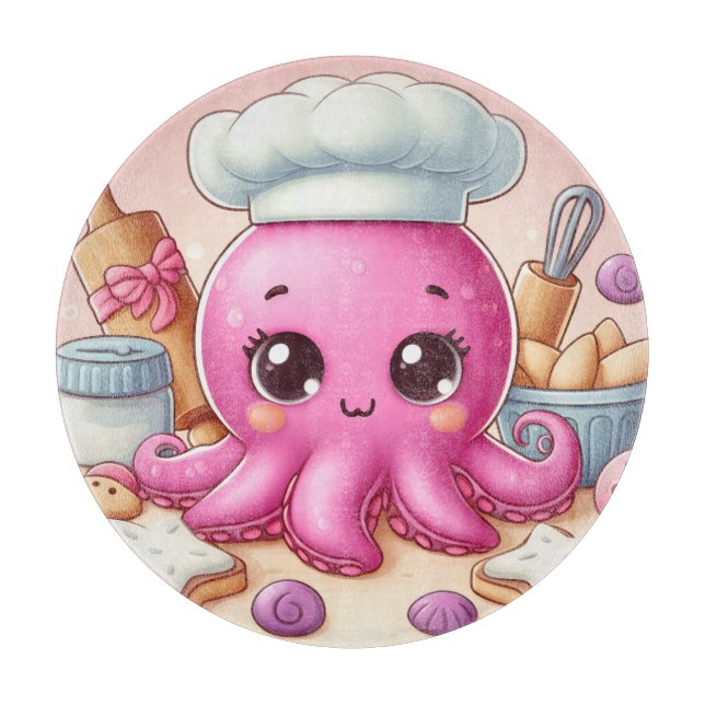 Tabla De Cortar Cute baking octopus cutting board (Anverso)