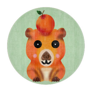 Tabla De Cortar Cute Capybara Borroso con Naranja Ar Animal Kawa
