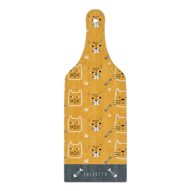 Tabla De Cortar Cute Cats Moderno Patrón Personalizado (Anverso)