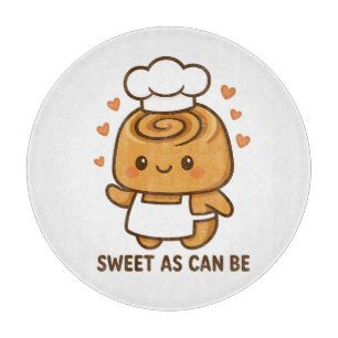 Tabla De Cortar "Cute Cinnamon Roll Chef - Kawaii Baking Design