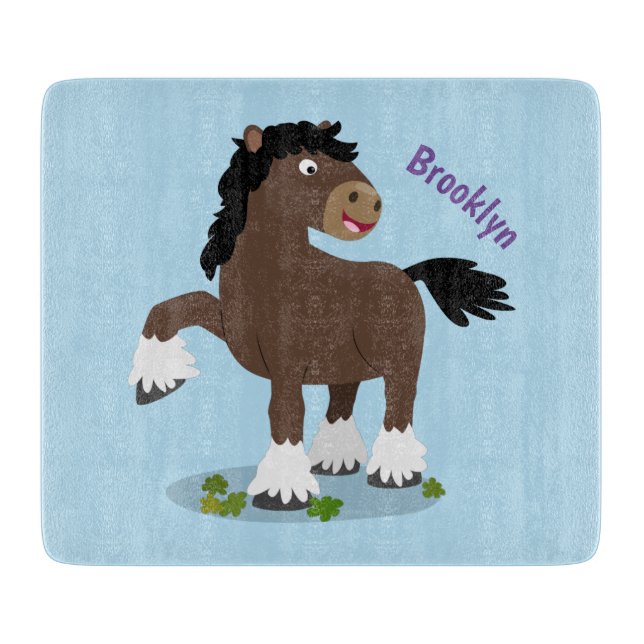Tabla De Cortar Cute Clydesdale personalizado de caballo ilustraci (Anverso)