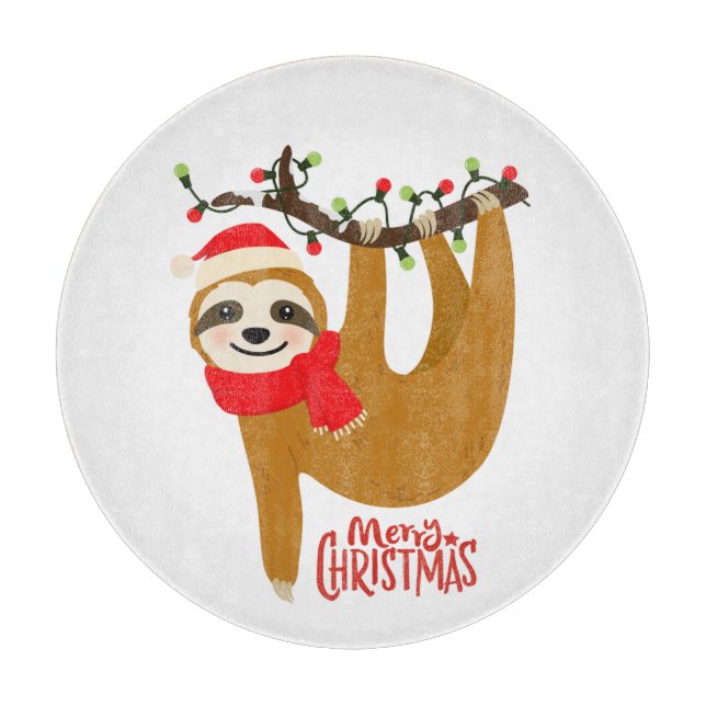 Tabla De Cortar Cute divertida merry Christmas Sloth | Vacaciones (Anverso)