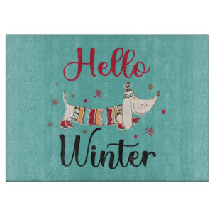 Tabla De Cortar Cute Dog Hello Winter