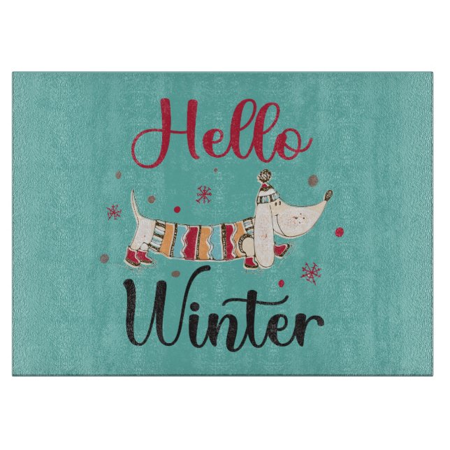 Tabla De Cortar Cute Dog Hello Winter (Anverso)