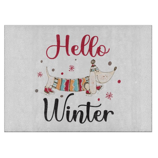 Tabla De Cortar Cute Dog Hello Winter (Anverso)
