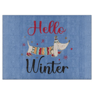 Tabla De Cortar Cute Dog Hello Winter