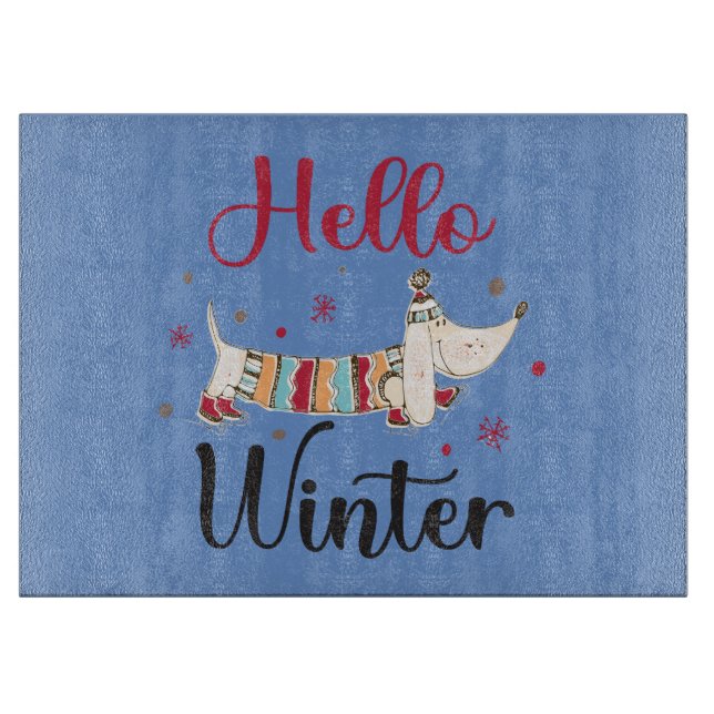 Tabla De Cortar Cute Dog Hello Winter (Anverso)